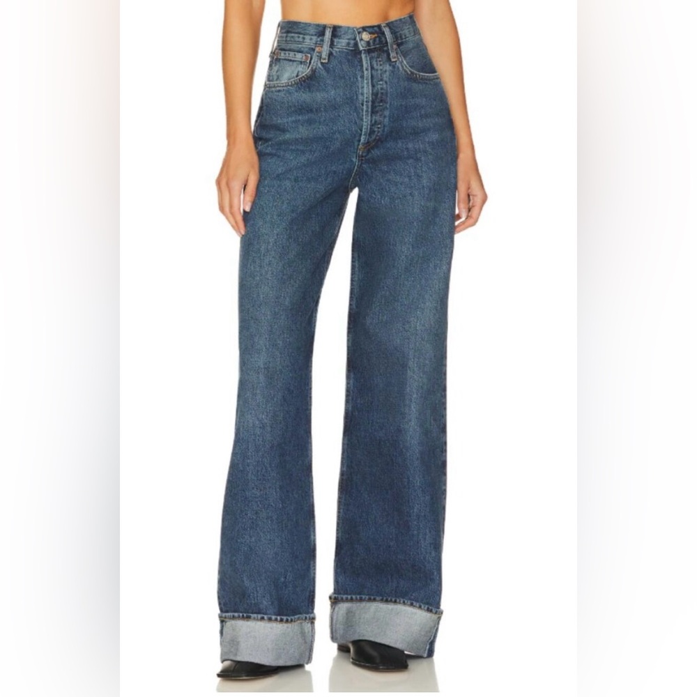 AGOLDE DAME HIGH-RISE WIDE-LEG CUFFED JEANS